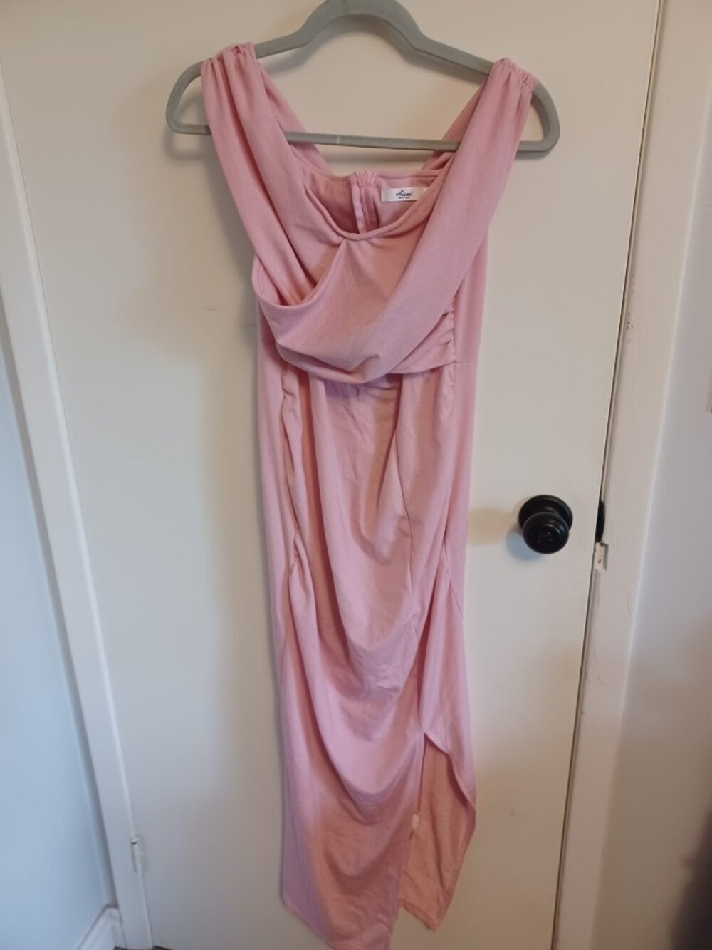 AISWI Pink Sparkly Off-Shoulder Maternity Maxi Dress Size Large